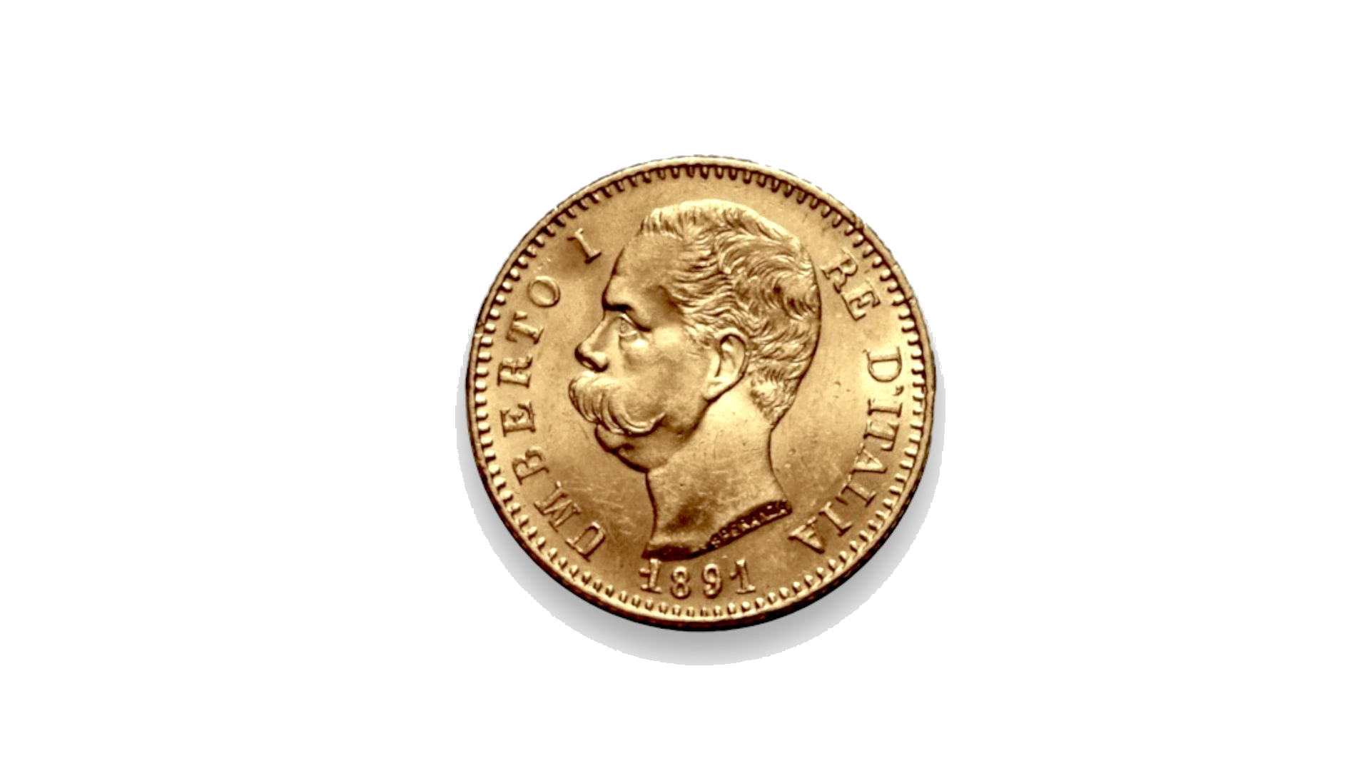 Gold 20-lire coin - obverse