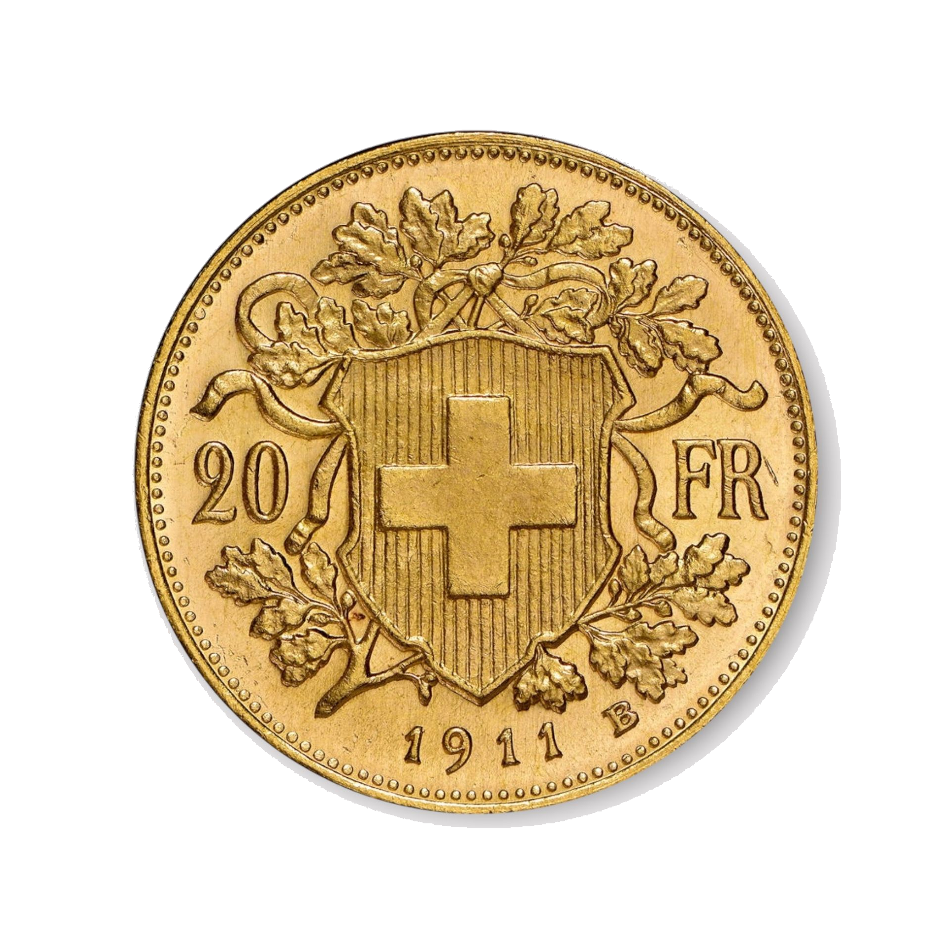Helvetia 20-franc coin, reverse side