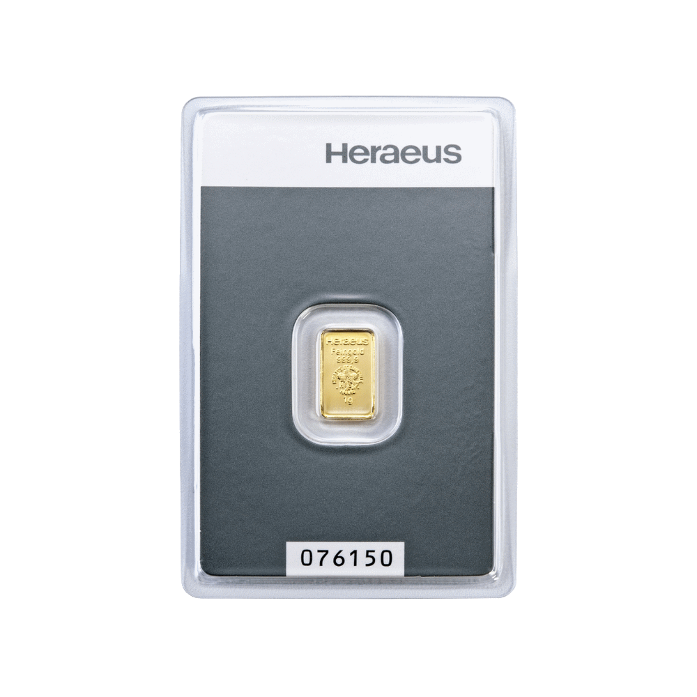 Goudbaar Heraeus 1 gram met certificaat