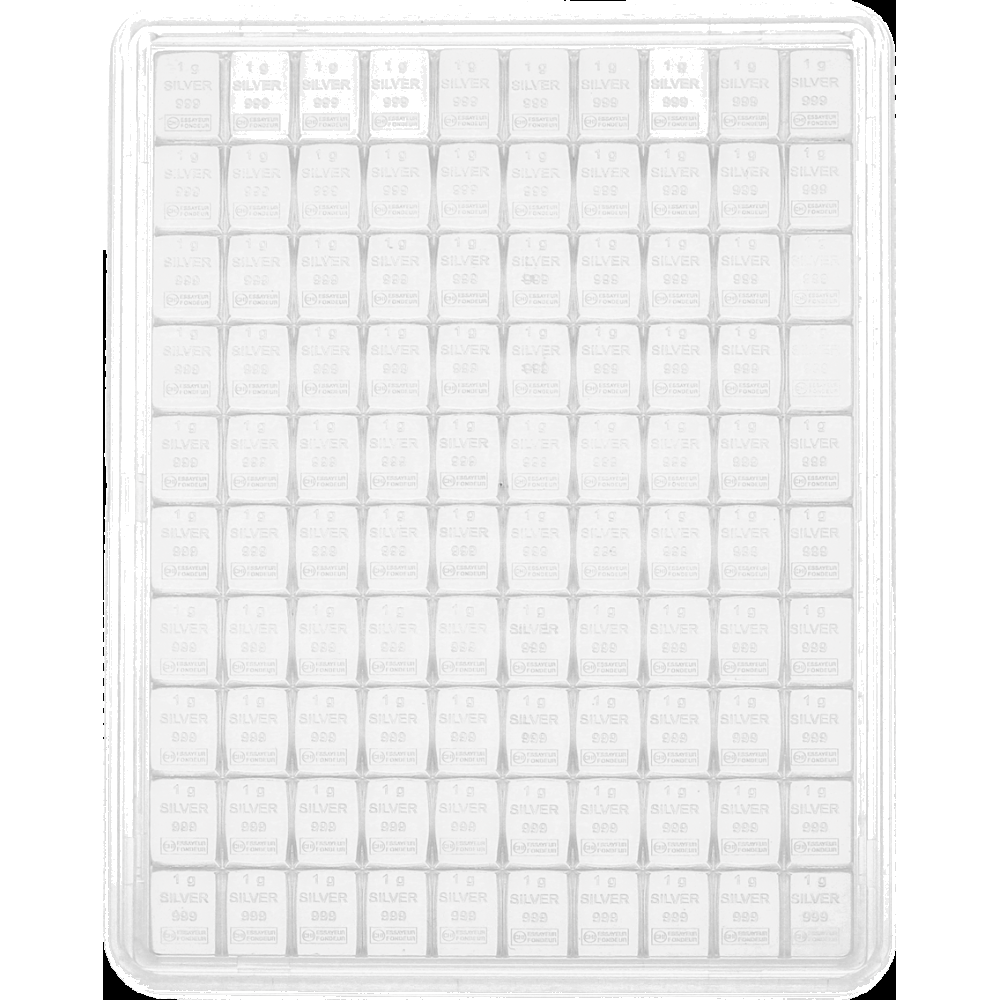Zilverbaar 100x1 gram Valcambi